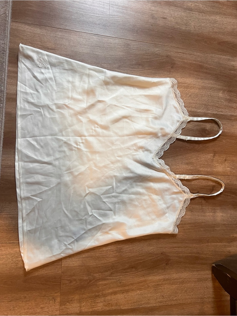 Ralph Lauren Cream Lace-Trim Satin Cami